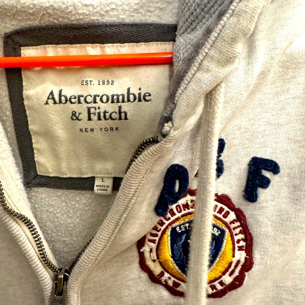 Abercrombie & Fitch Light Gray Zip-Up Hoodie - Picture 2 of 3